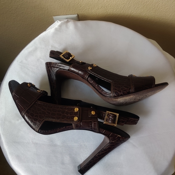 🔥🔥🔥Tory Burch Brown Animal Print Leather Platforms - Picture 4 of 4